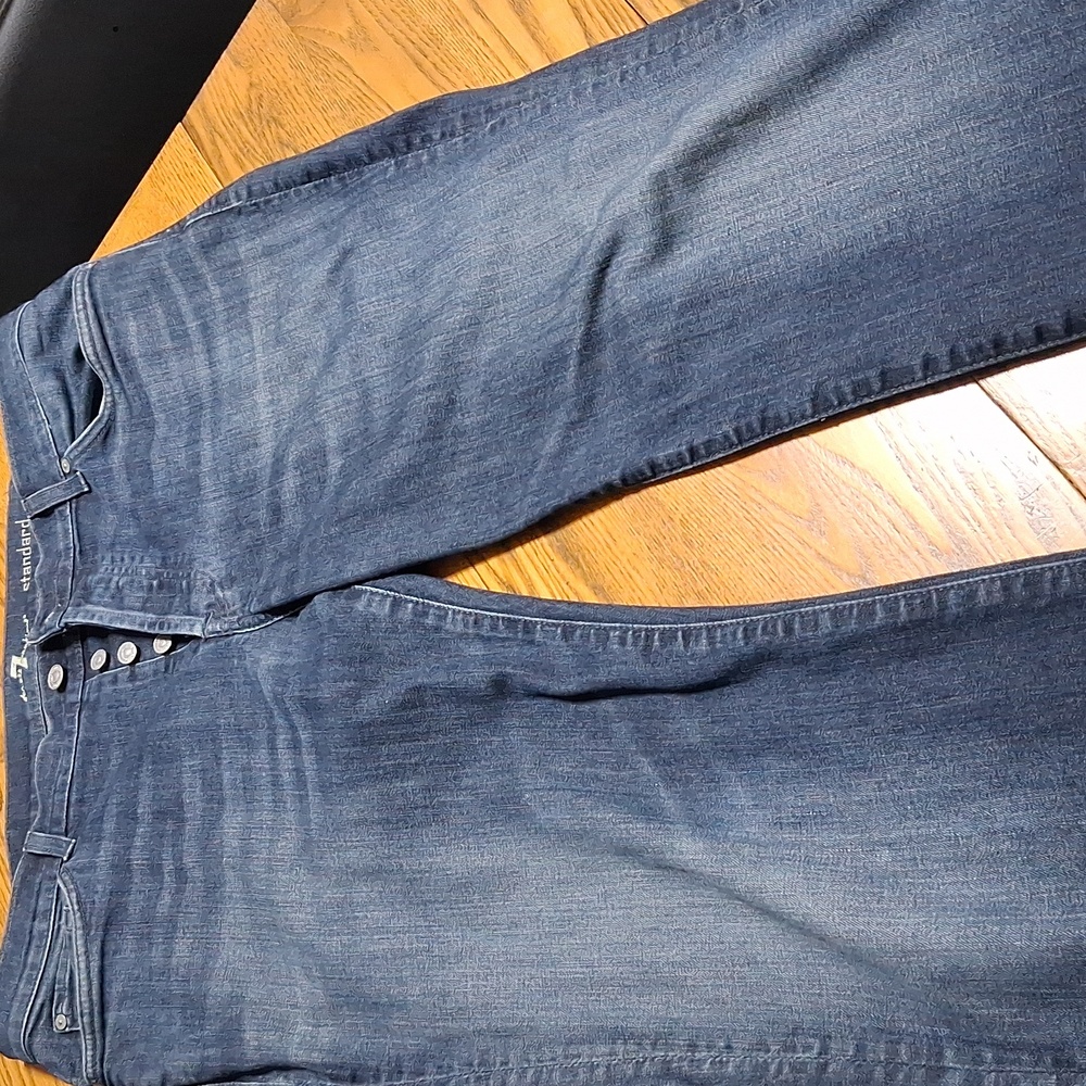 7 FOR ALL MANKIND Mens Jeans 38 STANDARD Denim Used Straight Legs ? BUTTON FLY